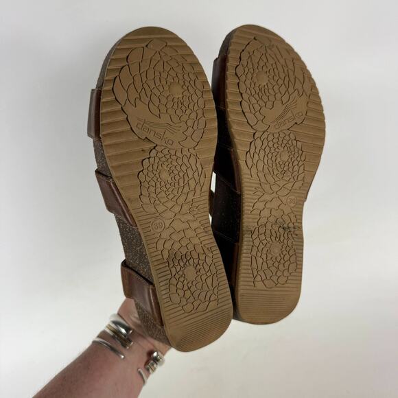Dansko Savannah Strappy Sandals Women's 8.5 Brown Leather Ankle Strap Wedge - Picture 9 of 10